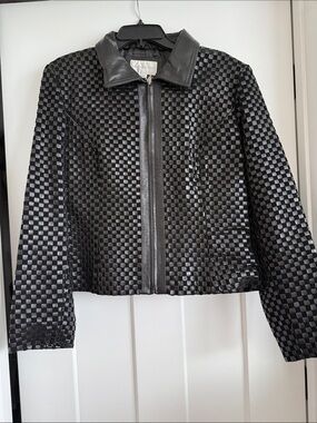 Worthington woven suede leather jacket